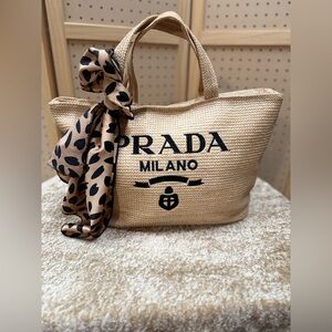 Fashion tan tote. I added the scarf